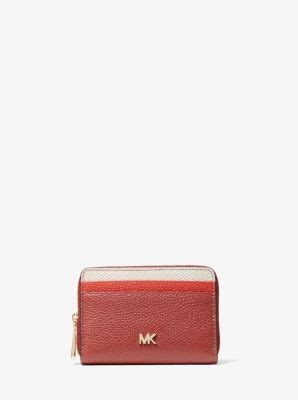 michael kors small tri color pebbled leather wallet|michael kors checkbook wallet black.